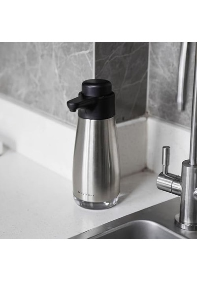 Tr Sense Touch Manuel Pompalı Sıvı Sabunluk Paslanmaz Çelik 450ml Şeffaf Seviye Bölmesi Parmak İzi Bırakma Diğer