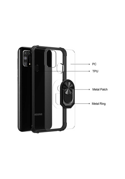 Samsung Uyumlu Galaxy M21 Kilif Standli Yüzüklü Mola Silikon Kapak 466785736