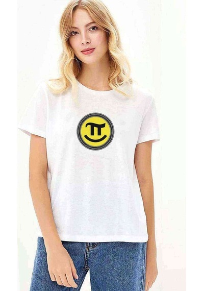 14 Mart Dünya Pi Günü Dj Baskılı Beyaz Kadın Tshirt (534288971)