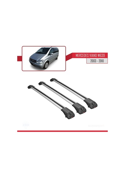 Mercedes Viano 2003-2010 Arası İle Uyumlu Ace-1 Ara Atkı Tavan Barı Gri 3 Adet Bar