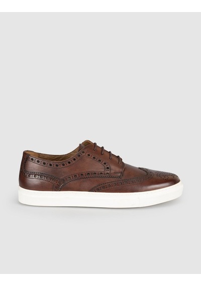 Cabani Taba Hakiki Deri Erkek Oxford Sneaker Kahverengi