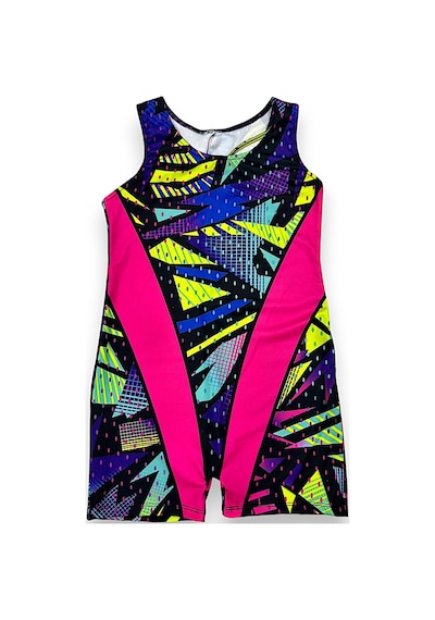 Lolliboomkids Kız Çocuk Neon Renkler Geometrik Desen Geçişli Yüzücü Tarz Mayo Neon Pembe