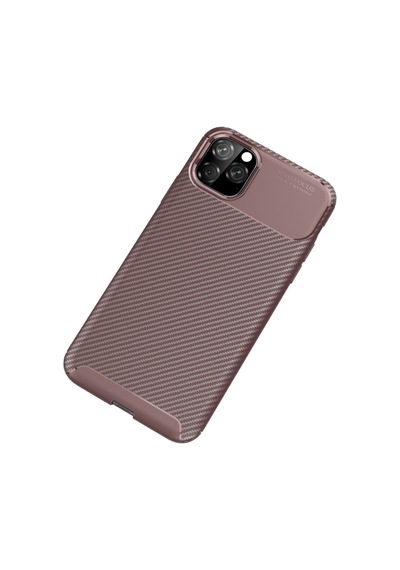 Apple Uyumlu   iPhone 11 Pro Kılıf Auto Focus Karbon Kapak - Kahverengi