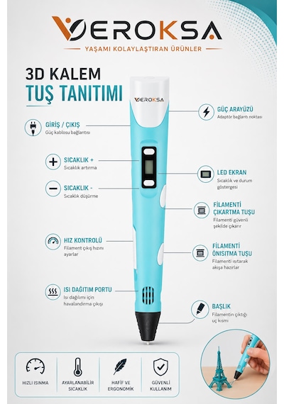 3d Kalem + 156 Parça Bloks Seti Mor Hayal Gücünü Gerçeğe Dönüştür Piksel Ayıcık