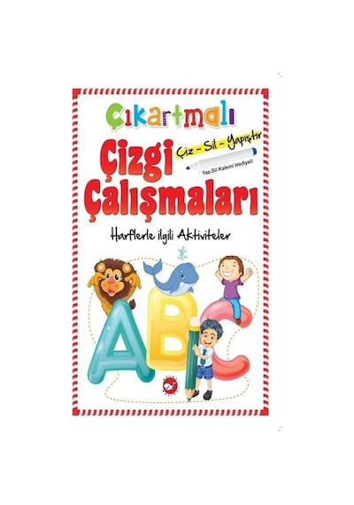 Çıkartmalı Çizgi Çalışmaları-Harflerle ilgili Aktiviteler- Beyaz Balina Yayınları