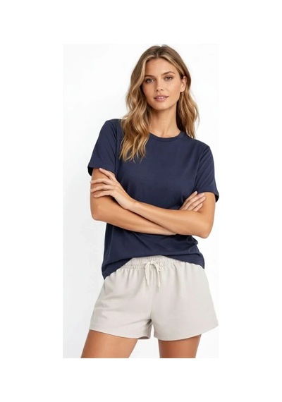 Osy Modal Yumuşak Dokulu Kumaş Bisiklet Yaka T-shirt - İndigo İndigo
