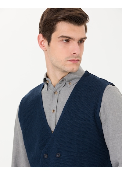 Pierre Cardin Erkek Lacivert Melanj Triko Yelek 50263176-vr120 Lacivert