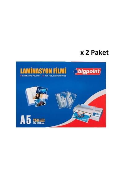 Bigpoint Laminasyon Filmi A5 125 Mikron 100'lü Kutu X 2 Paket