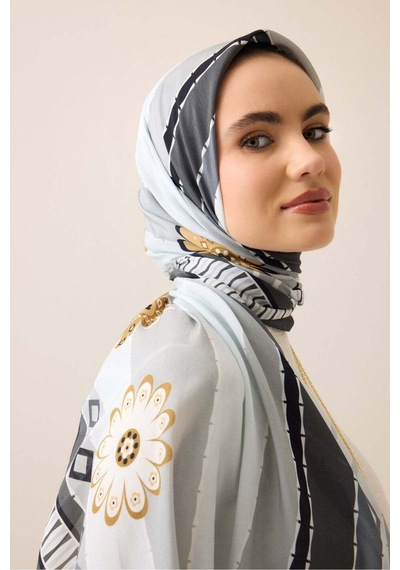 Imannoor Papatya Noor Gri Pamuk Floş Şal 70x210 Gri