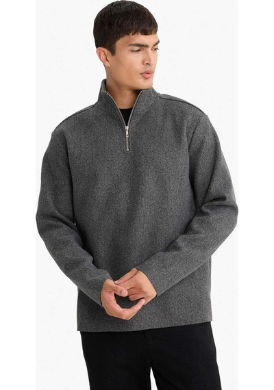 Defacto Regular Fit Yarım Fermuarlı Sweatshirt E9626ax25auar163 Antrasit-ar163
