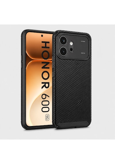 Huawei Honor 600 Kılıf Karbon Silikon Case Siyah