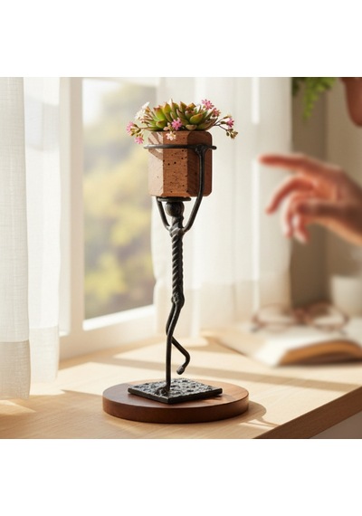 Dekoratif Metal Figür Sukulent Saksı Standı SPH006