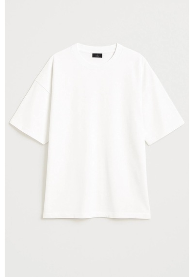 Kadın Bisiklet Yaka Oversize %100 Pamuk T-shirt Çok Renkli