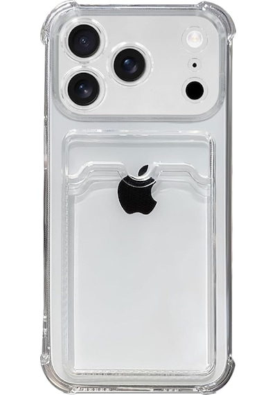 Teknomoda Apple Uyumlu iPhone 17 Pro Max Kılıf Kartlıklı Anti Şok Korumalı Şeffaf Silikon Şeffaf Açık Şeffaf