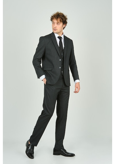 Gio Erkek Regular Fit Mono Yaka Yelekli Takım Elbise 4460 Füme Füme