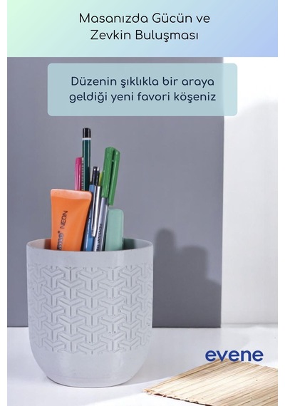 Kalemlik Masa Kalemliği Organizer Kalemlik Beyaz Renk Model 77 Çok Renkli