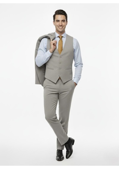 Presto Erkek Slimfit 6 Drop Yelekli Takım Elbise Gri 794-050 Gri