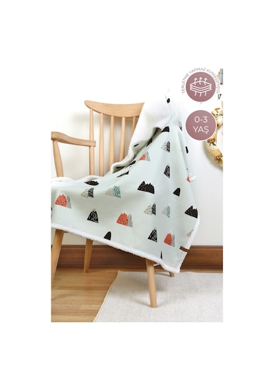 Fluffy Bebek Battaniyesi 80x100 Cm Poyraz Kundak Puset Çift Taraflı Koyun Tüyü Battaniye