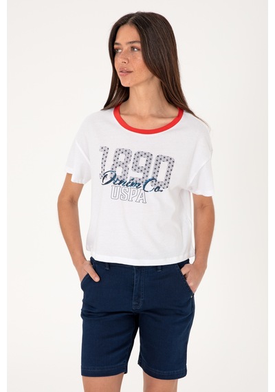 U.S. Polo Assn. Kadın Beyaz Bisiklet Yaka Tişört 50299732-VR013