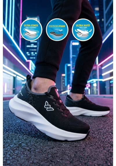Walkway Flexnova M Siyah-beyaz Hafızalı Taban Erkek Spor Ayakkabı SİYAH-BEYAZ