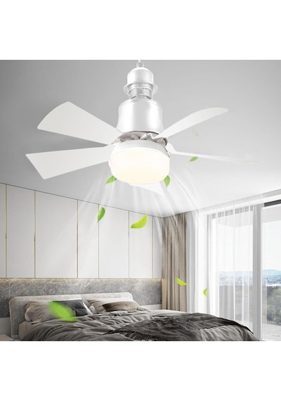 Tavan Vantilatörü Işığı Işıklı Tavan Vantilatörleri 30w Işıklı Tavan Vantilatörü E27 Süngü Vantilatör Işığı Vidalı Tavan Vantilatörleri Işıkları 3 Hız 3 Renk Yatak Odası, Oturma Odası İçin Ampul Vantilatör 3 Renk
