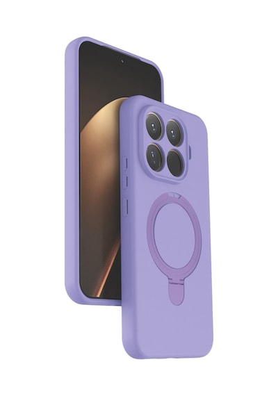 Xiaomi Mi 15t Pro Uyumlu Kılıf Halka Standlı M-safe Telefon Kılıfı Kapak Lila