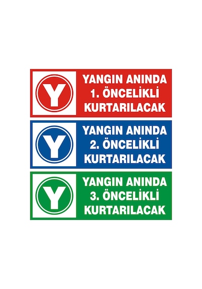 Yangında 3. Öncelikli Kurtarılacak Uyarı Etiketi