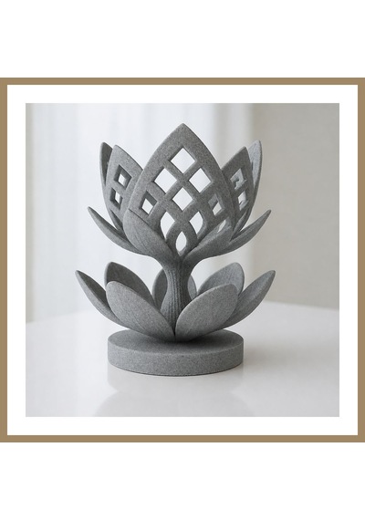 Bezos 3d Baskı Lotus Çiçeği Mumluk - Dekoratif Tealight Mumluk-gri 22