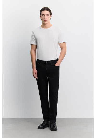 Avva Erkek Siyah Eskitme Yıkamalı Pamuklu Elastan Madrid Comfort Slim Fit Jean Pantolon A62y3528