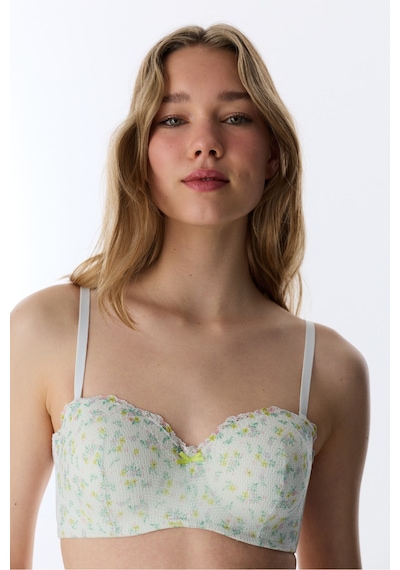 Penti Açık Mint Lotus Straplez Floral Balenli Sütyen