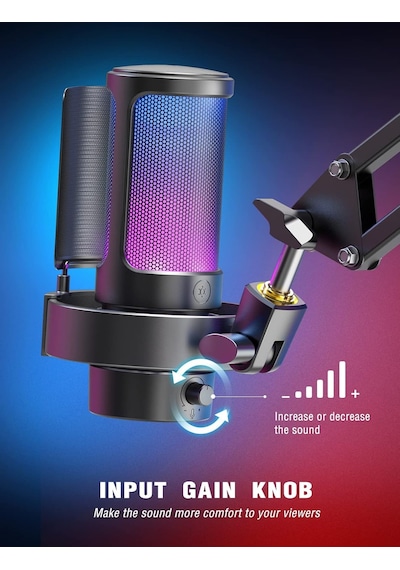 Usb Mikrofon, Oyun Mikrofonu, Yayın Podcast Stüdyosu İçin, Mikrofon Usbc, Ps4 Ps5 Mac İçin, Rgb Kontrollü, Sessize Diğer