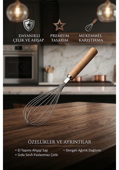 2 Adet Ahşap Saplı Çırpıcı Yumurta Sos Yoğurt Karıştırıcı Turuncu