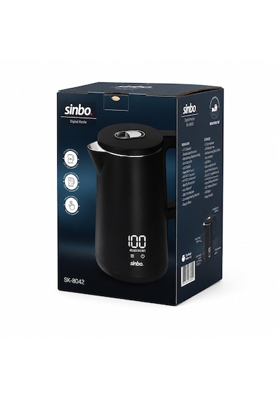 Lunaev 1.8l 1500w Plastik Kapak - Dokunmatik Ekran Dijital Kettle Su Isıtıcısı Kablosuz Kullanım Sk