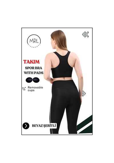 Missmaral Kadın Spor Takım Yüksek Bel Tayt Pedli Büstiyer Sport Team High Waist Padded Bustier Black 3054 Siyah Beyaz Missmaral Kadın Spor Takım Yüksek Bel Tayt Pedli Büstiyer Sport Team High Waist Padded Bustier Black 3054 Siyah Beyaz