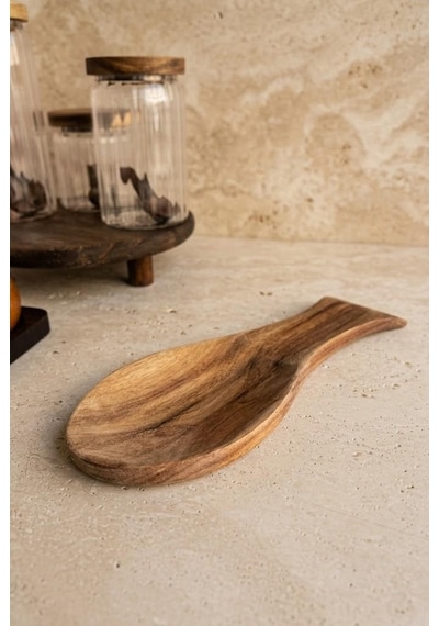 Akasya Ahşap Kaşık Altlığı 27x11.5 Cm - Tezgah Üstü Ve Ocak Yanı Kirli Kaşıklık