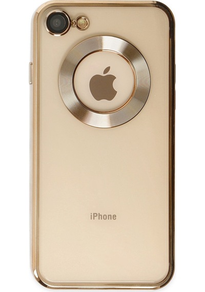 Apple Uyumlu iPhone 7 Kapak Yanları Renkli Lens Korumalı Logo Gösteren Şeffaf Luxury Kılıf - Açık Mavi