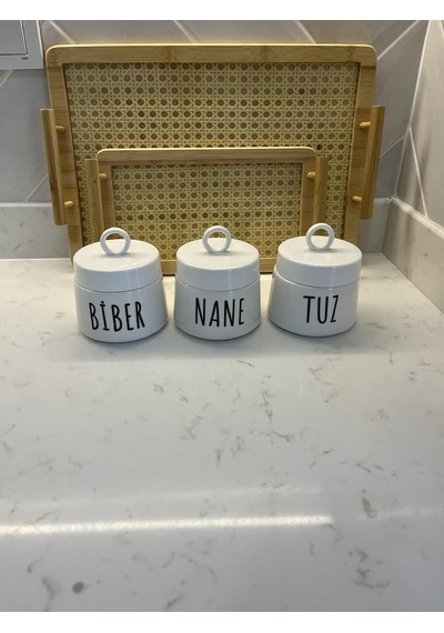 Porselen Baharatlık Kavanoz Takımı, 3 Parça, 400 Ml Çok Renkli