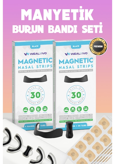 Wealtivo Burun Aparatı Siyah Burun Bandı Seti 2 x 30'lu 60 Adet