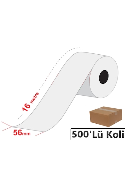 56x16 Metre Termal Yazarkasa Pos Kredi Kartı Rulosu 500'lü Koli