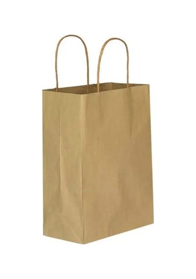 Büküm Saplı Kraft Kağıt Çanta Karton Hediyelik Poşet Torba Sarı 25'li 18 x 24 CM