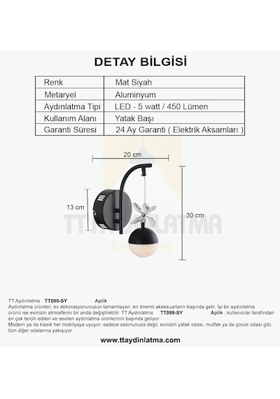 Tt099-sy Tt Aydınlatma Toplu Mat Siyah 3renkmodüllü Ledli Aplik Siyah