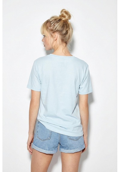 Shade Kadın Pamuk El İşi Flamingo Nakış Detaylı  Tasarım T-shirt 1004 60282049 - Bebe Mavisi L
