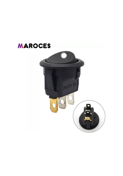 Ic-132 Yuvarlak Nokta Işıklı Beyaz Anahtar On-Off 3P 12V 10 Adet