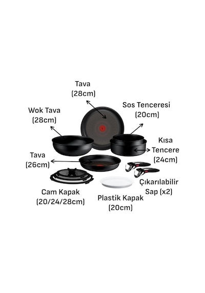 Tefal Ingenio Experience Fusion Core 9x Büyük Tava Ve Tencere Seti 11 Parça Siyah