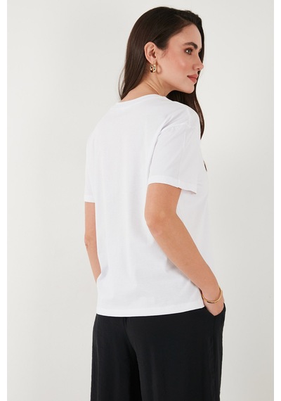 Lela Pamuklu Oversize Fit Bisiklet Yaka Bayan T Shirt 5866097 Ekru