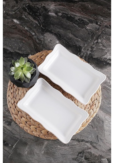 2'li Beyaz Serenat Kayık Tabak Seti 24x15x4cm Çok Renkli