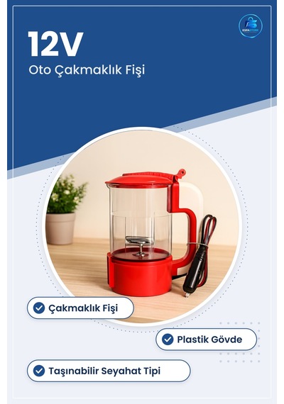 Araç Su Isıtıcı Kettle 12v Oto Çakmaklık Fişli Plastik Taşınabili