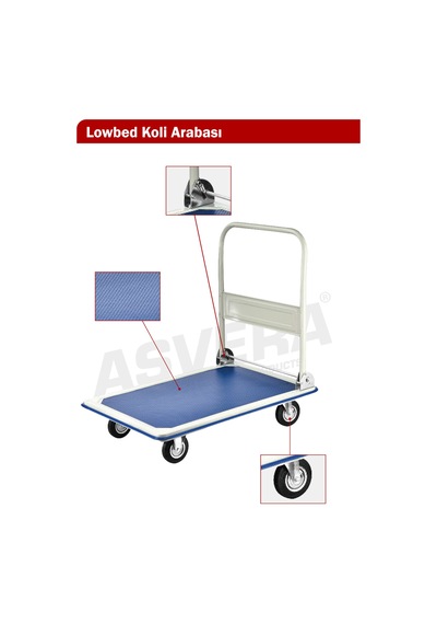 Asvera Lowbed 300 Katlanabilir Platform El Arabası 300 Kg Yük Arabası