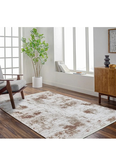 Bespoky Runner 5007a Soyut Salon Halısı Dijital Baskı Kaymaz Kahverengi