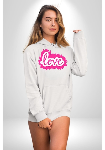 Pembe Panter Animasyon Kadın Erkek Beyaz Kapüşonlu Sweatshirt Hoodie Beyaz